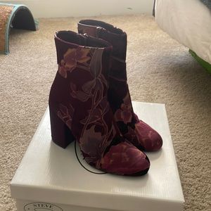 Steve Madden velvet floral bootie